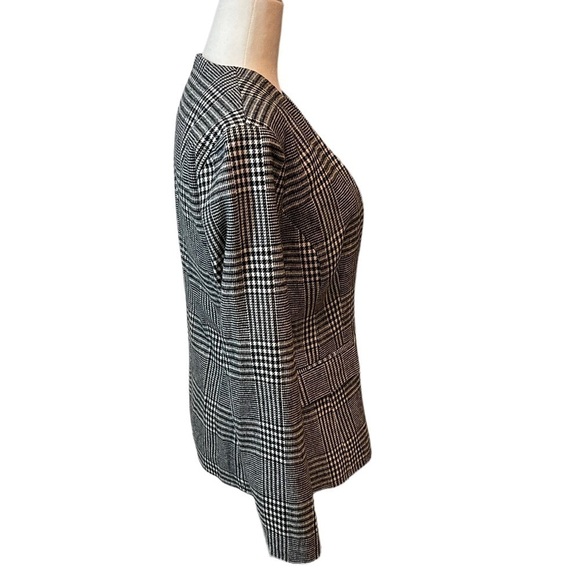 ENTRO black & white Plaid Blazer NWT, single button festive size small - Picture 3 of 9
